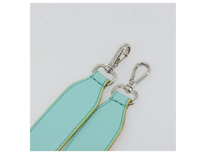 FENDI Leather Shoulder Strap 35.4"" Light Blue Silver Auth 171288V Silvery - view 6