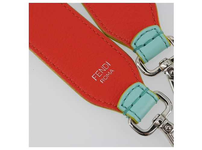 FENDI Leather Shoulder Strap 35.4"" Light Blue Silver Auth 171288V Silvery - view 8