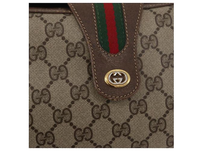 Borsa GUCCI GG Supreme Web Sherry Line PVC Beige Oro 116 02 076 Auth 182380 D'oro - vista 17