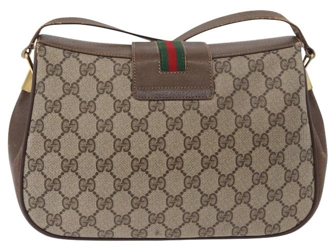 Borsa GUCCI GG Supreme Web Sherry Line PVC Beige Oro 116 02 076 Auth 182380 D'oro - vista 2