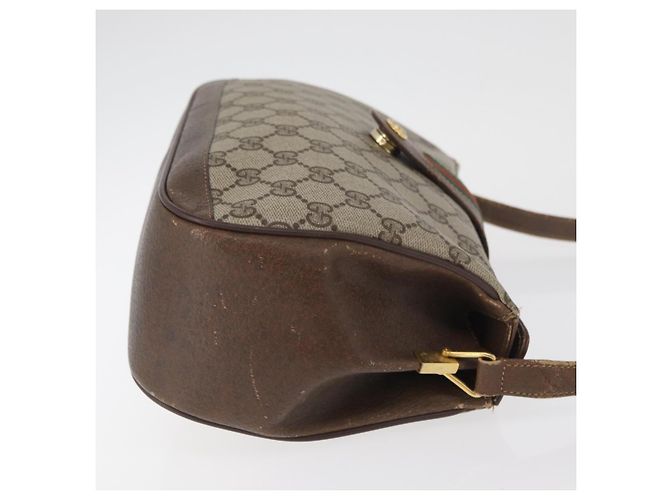 Borsa GUCCI GG Supreme Web Sherry Line PVC Beige Oro 116 02 076 Auth 182380 D'oro - vista 3