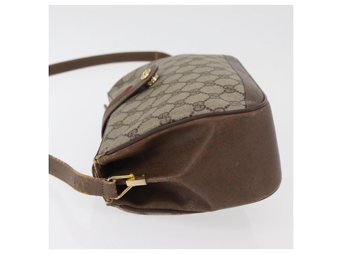 Borsa GUCCI GG Supreme Web Sherry Line PVC Beige Oro 116 02 076 Auth 182380 D'oro - vista 4