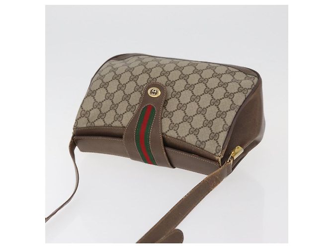 Borsa GUCCI GG Supreme Web Sherry Line PVC Beige Oro 116 02 076 Auth 182380 D'oro - vista 6