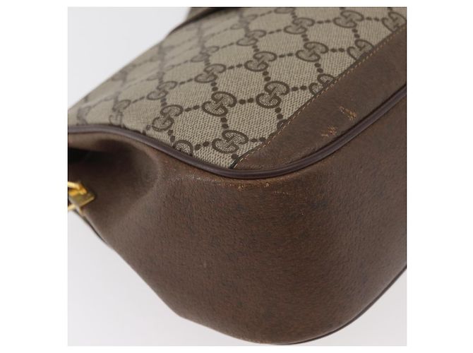 Borsa GUCCI GG Supreme Web Sherry Line PVC Beige Oro 116 02 076 Auth 182380 D'oro - vista 9