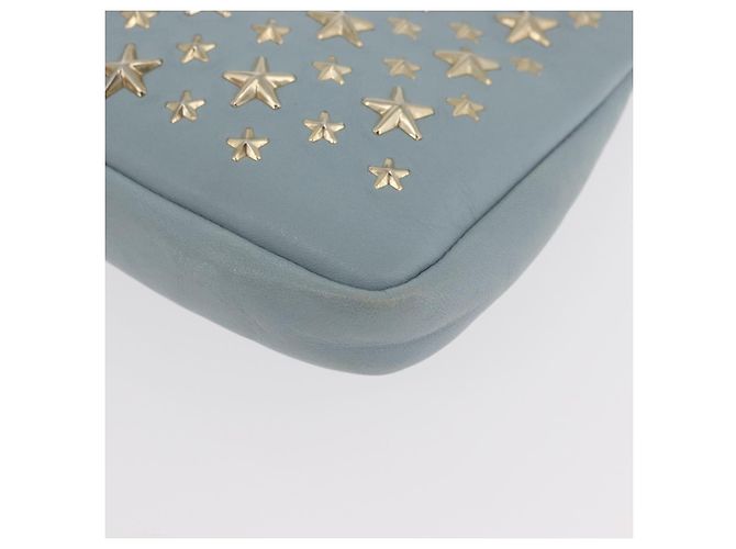 Clutch Jimmy Choo in pelle azzurro chiaro e oro Auth BA13172 D'oro Blu chiaro - vista 14