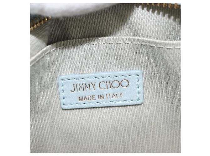 Clutch Jimmy Choo in pelle azzurro chiaro e oro Auth BA13172 D'oro Blu chiaro - vista 17