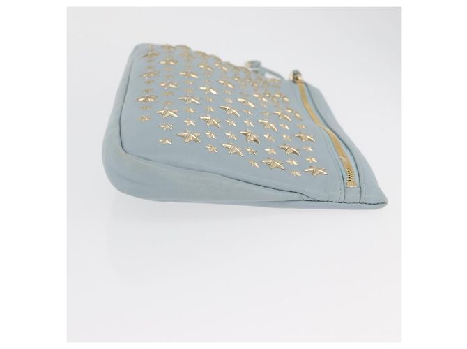 Clutch Jimmy Choo in pelle azzurro chiaro e oro Auth BA13172 D'oro Blu chiaro - vista 3