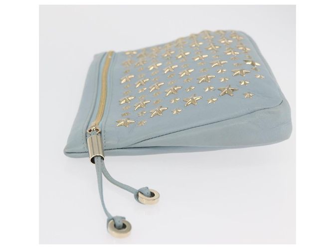 Clutch Jimmy Choo in pelle azzurro chiaro e oro Auth BA13172 D'oro Blu chiaro - vista 4