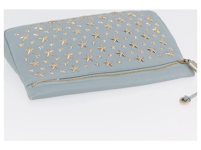 Clutch Jimmy Choo in pelle azzurro chiaro e oro Auth BA13172 D'oro Blu chiaro - vista 5