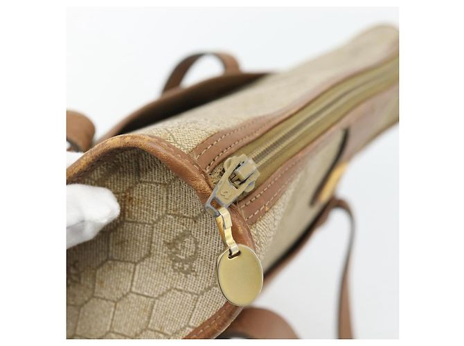 Borsa Christian Dior Honeycomb Canvas PVC Beige Oro Auth 171254 D'oro - vista 10
