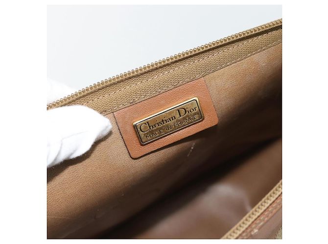 Borsa Christian Dior Honeycomb Canvas PVC Beige Oro Auth 171254 D'oro - vista 11