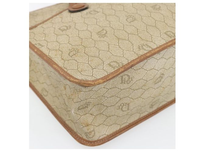 Borsa Christian Dior Honeycomb Canvas PVC Beige Oro Auth 171254 D'oro - vista 14