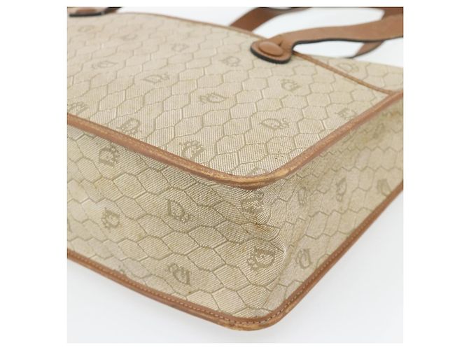 Borsa Christian Dior Honeycomb Canvas PVC Beige Oro Auth 171254 D'oro - vista 15
