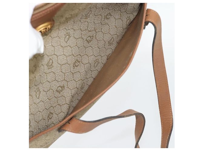 Borsa Christian Dior Honeycomb Canvas PVC Beige Oro Auth 171254 D'oro - vista 18