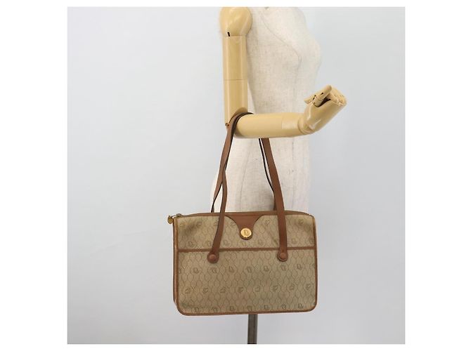 Borsa Christian Dior Honeycomb Canvas PVC Beige Oro Auth 171254 D'oro - vista 20