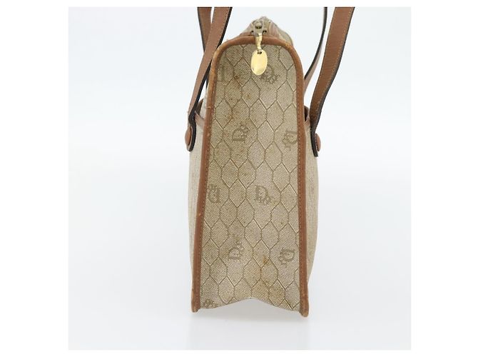 Borsa Christian Dior Honeycomb Canvas PVC Beige Oro Auth 171254 D'oro - vista 3