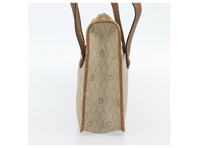 Borsa Christian Dior Honeycomb Canvas PVC Beige Oro Auth 171254 D'oro - vista 4