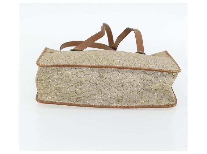 Borsa Christian Dior Honeycomb Canvas PVC Beige Oro Auth 171254 D'oro - vista 5