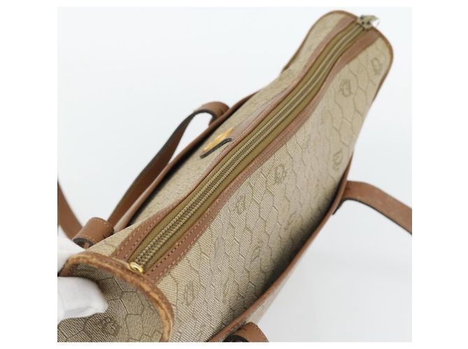 Borsa Christian Dior Honeycomb Canvas PVC Beige Oro Auth 171254 D'oro - vista 6
