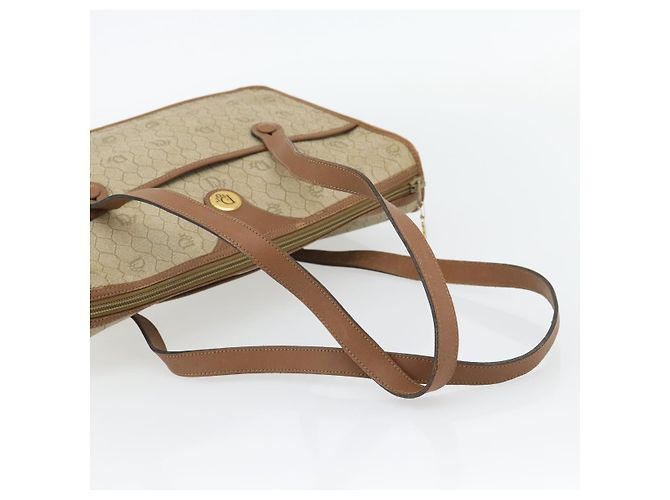 Borsa Christian Dior Honeycomb Canvas PVC Beige Oro Auth 171254 D'oro - vista 7