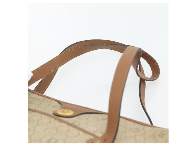 Borsa Christian Dior Honeycomb Canvas PVC Beige Oro Auth 171254 D'oro - vista 8