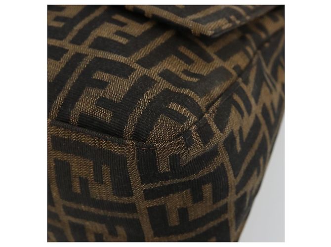 FENDI Zucca Canvas Mamma Baguette Shoulder Bag Black Brown Auth 182028SAM Marrone Nero - vista 14
