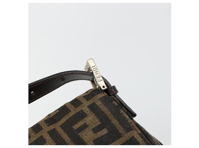FENDI Zucca Canvas Mamma Baguette Shoulder Bag Black Brown Auth 182028SAM Marrone Nero - vista 18