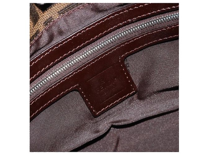 FENDI Zucca Canvas Mamma Baguette Shoulder Bag Black Brown Auth 182028SAM Marrone Nero - vista 21