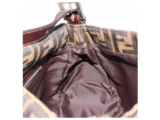 FENDI Zucca Canvas Mamma Baguette Shoulder Bag Black Brown Auth 182028SAM Marrone Nero - vista 22