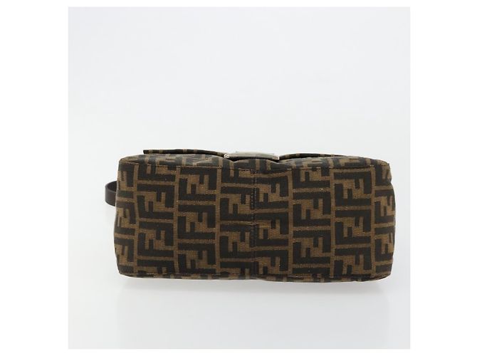 FENDI Zucca Canvas Mamma Baguette Shoulder Bag Black Brown Auth 182028SAM Marrone Nero - vista 5