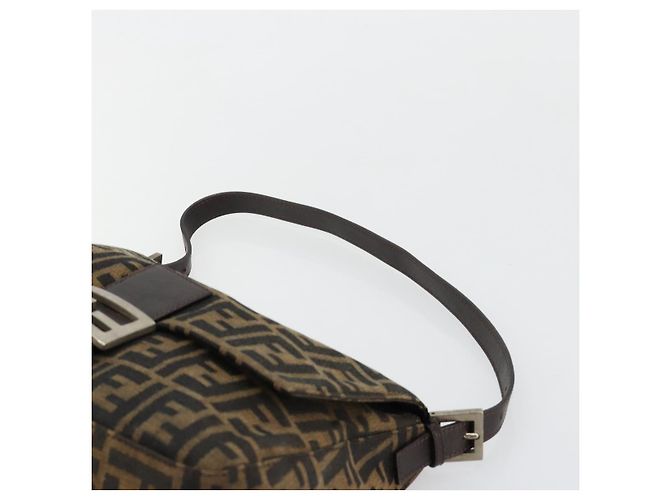 FENDI Zucca Canvas Mamma Baguette Shoulder Bag Black Brown Auth 182028SAM Marrone Nero - vista 8