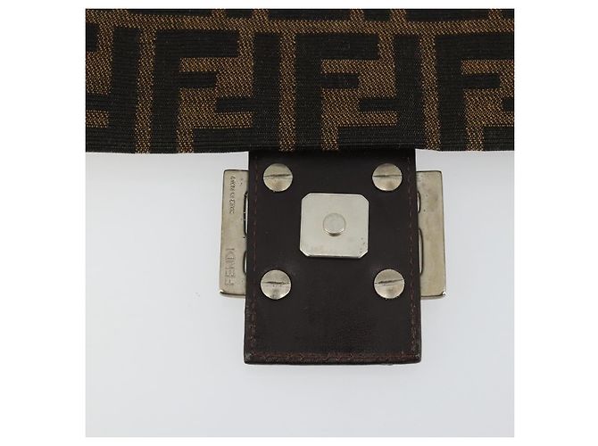 FENDI Zucca Canvas Mamma Baguette Shoulder Bag Black Brown Auth 182028SAM Marrone Nero - vista 9