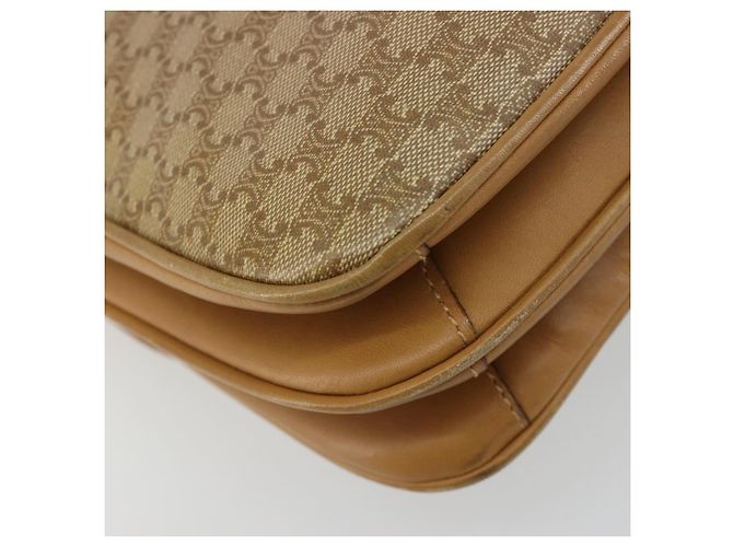 16 Céline Bolsa de Ombro CELINE Macadam Canvas PVC Bege Ouro Auth 181725 Dourado - vista 16