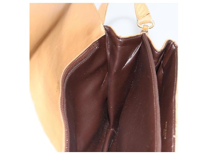 16 Céline Bolsa de Ombro CELINE Macadam Canvas PVC Bege Ouro Auth 181725 Dourado - vista 20