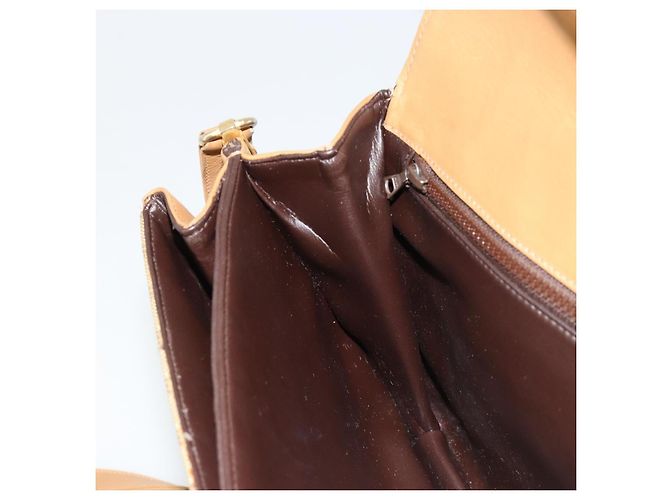 16 Céline Bolsa de Ombro CELINE Macadam Canvas PVC Bege Ouro Auth 181725 Dourado - vista 21