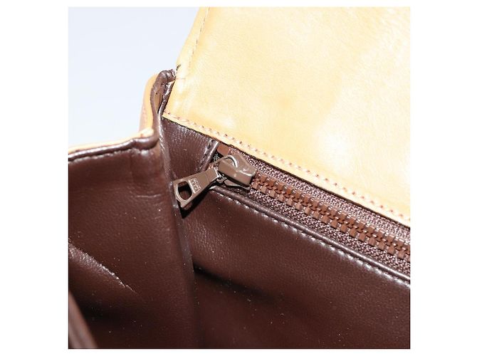 16 Céline Bolsa de Ombro CELINE Macadam Canvas PVC Bege Ouro Auth 181725 Dourado - vista 22