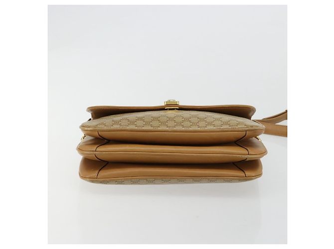 16 Céline Bolsa de Ombro CELINE Macadam Canvas PVC Bege Ouro Auth 181725 Dourado - vista 5
