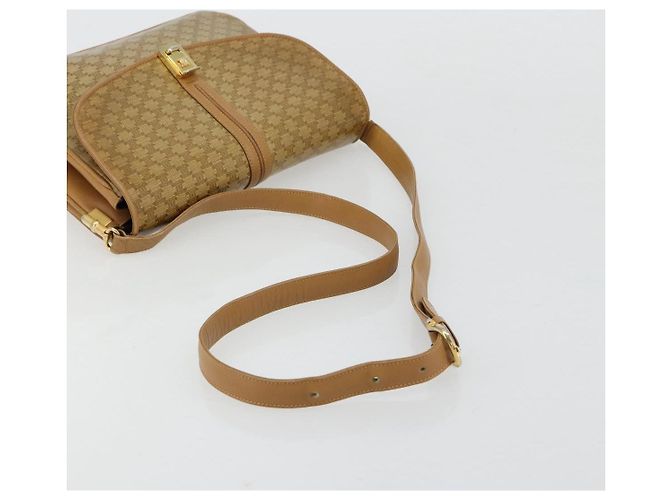16 Céline Bolsa de Ombro CELINE Macadam Canvas PVC Bege Ouro Auth 181725 Dourado - vista 7