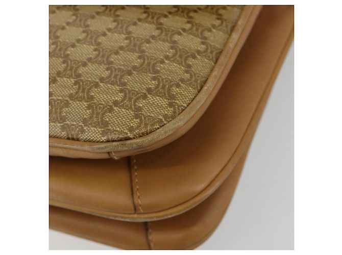 16 Céline Bolsa de Ombro CELINE Macadam Canvas PVC Bege Ouro Auth 181725 Dourado - vista 9