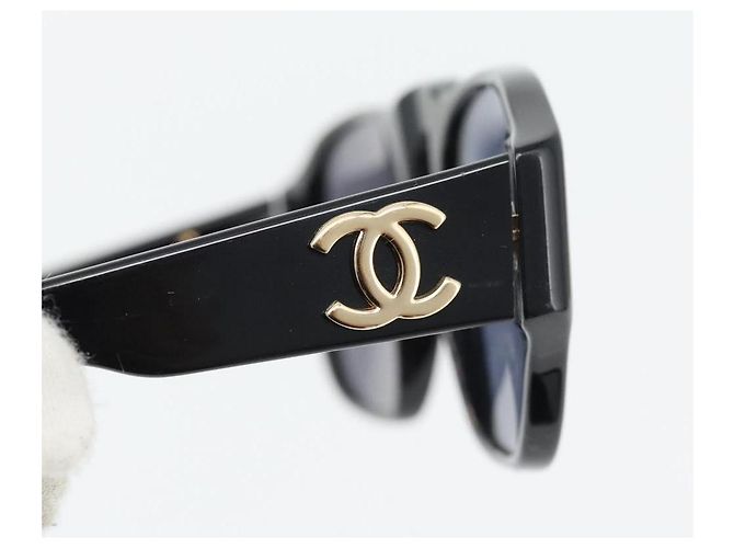 Gafas de sol CHANEL COCO de plástico Negro CC Auth 181746 - vista 4
