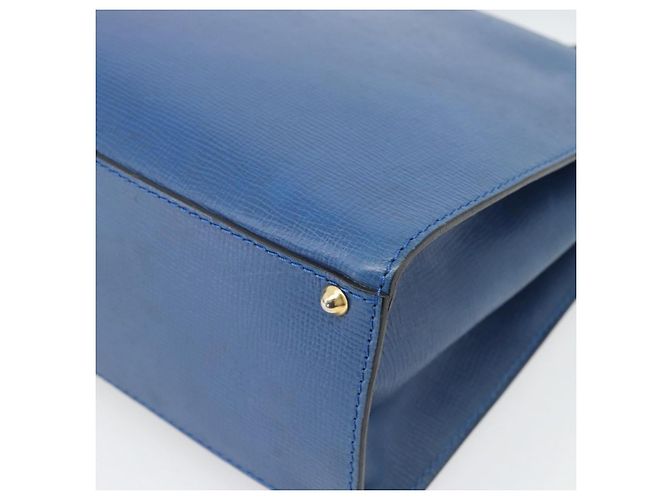 Céline Borsa a mano CELINE Circle in pelle blu e oro Auth 181709A D'oro - vista 15