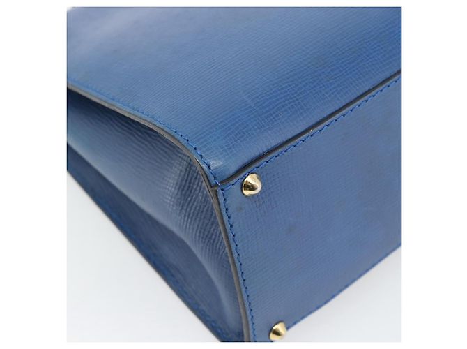 Céline Borsa a mano CELINE Circle in pelle blu e oro Auth 181709A D'oro - vista 16