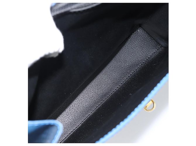 Céline Borsa a mano CELINE Circle in pelle blu e oro Auth 181709A D'oro - vista 21