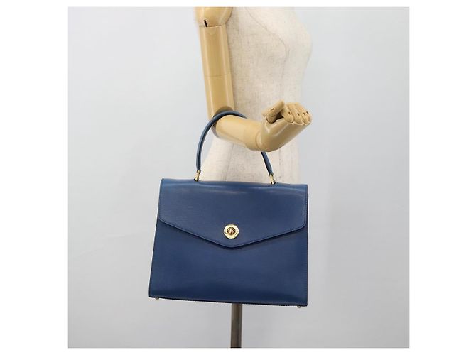 Céline Borsa a mano CELINE Circle in pelle blu e oro Auth 181709A D'oro - vista 22