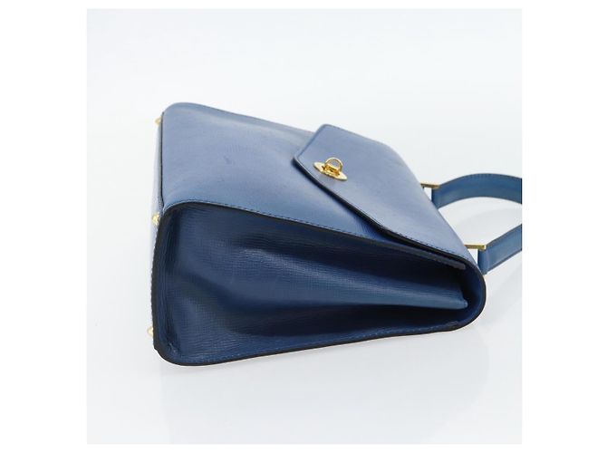 Céline Borsa a mano CELINE Circle in pelle blu e oro Auth 181709A D'oro - vista 4
