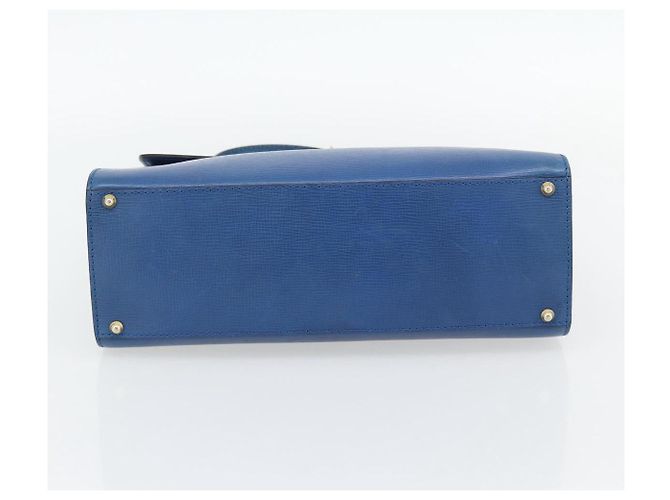 Céline Borsa a mano CELINE Circle in pelle blu e oro Auth 181709A D'oro - vista 5