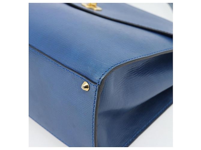 Céline Borsa a mano CELINE Circle in pelle blu e oro Auth 181709A D'oro - vista 9
