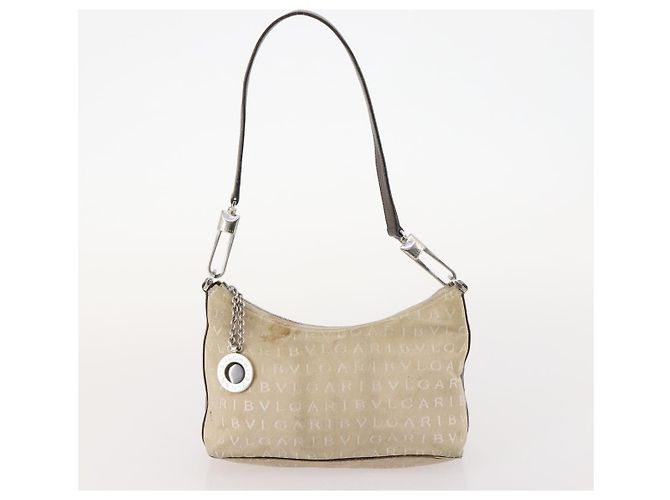 Bulgari Borsa BVLGARI Nylon Canvas 3 Set Black Beige white Auth 181807 Nero Bianco - vista 15