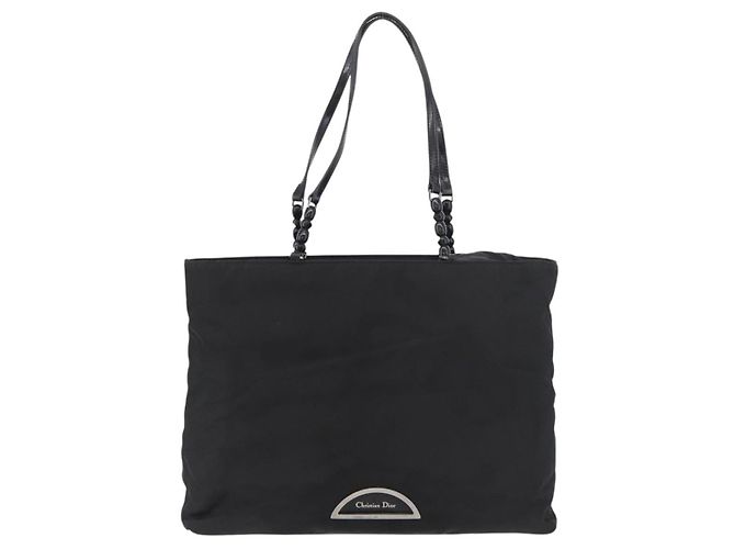 Borsa Tote Christian Dior Maris Pearl Nylon Nero Argento Auth bs35409 - vista 13