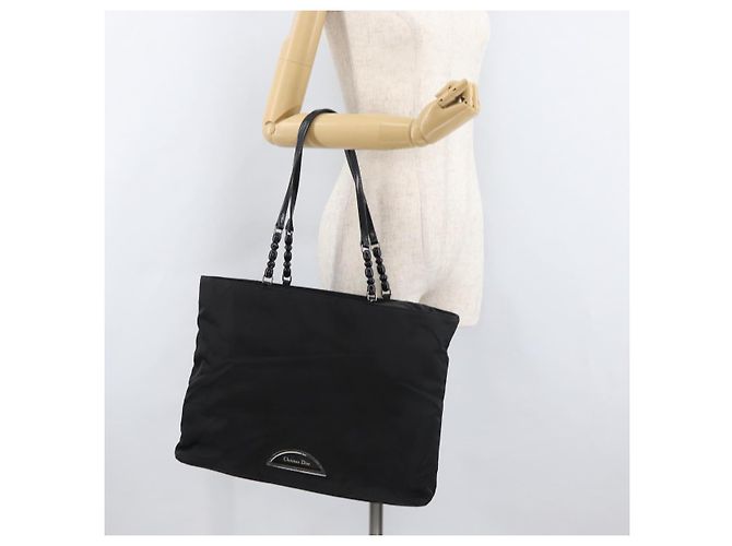 Borsa Tote Christian Dior Maris Pearl Nylon Nero Argento Auth bs35409 - vista 23